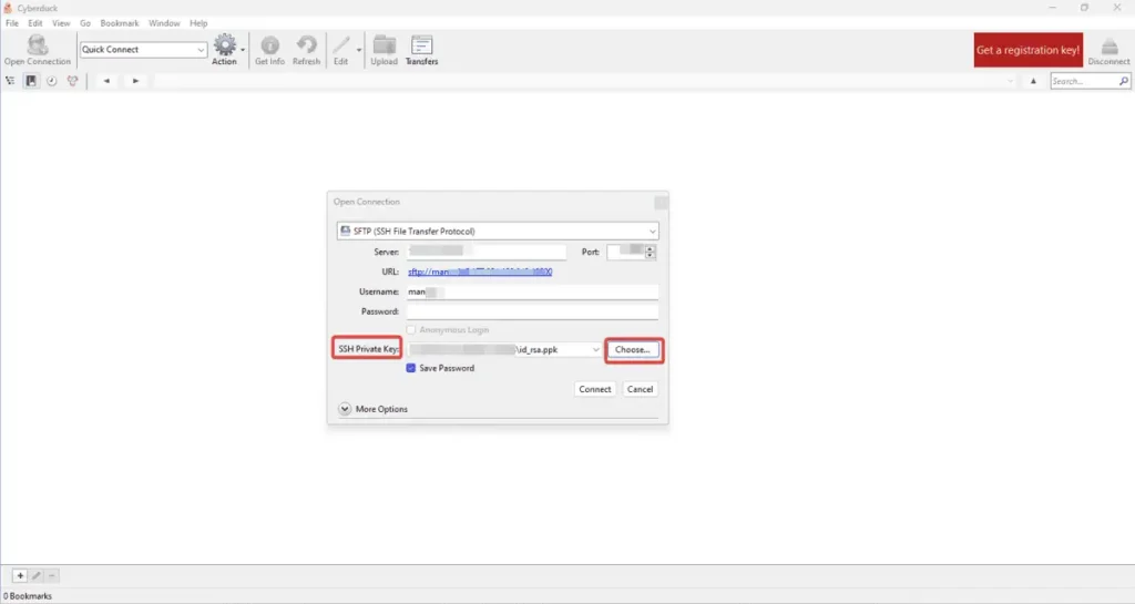 Como Utilizar as chaves SSH no Cyberduck
