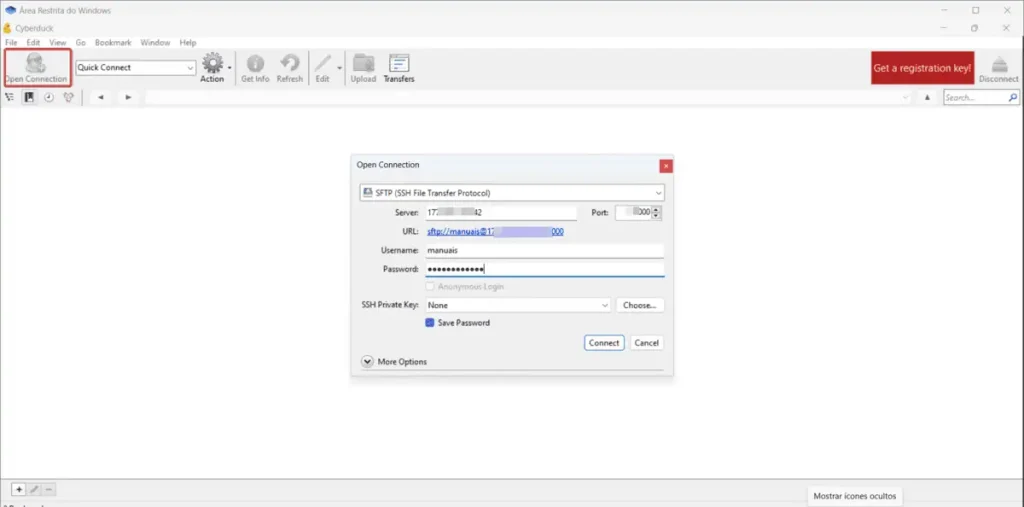 Transferência de arquivos com Cyberduck