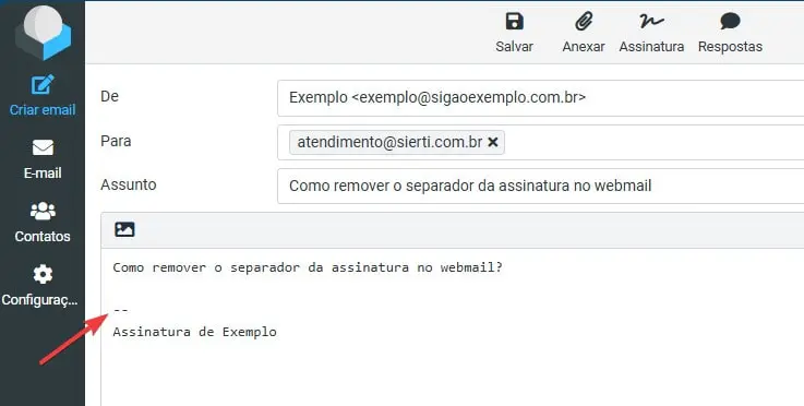 Desativar separador padrão nas assinaturas signature delimiter Desativar separador padrão nas assinaturas signature delimiter